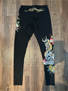 Ed Hardy Black Leggings Bedazzled